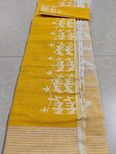 Yellow Half Silk Dhakai Jamdani Saree - Saree - Aakritee - S10636